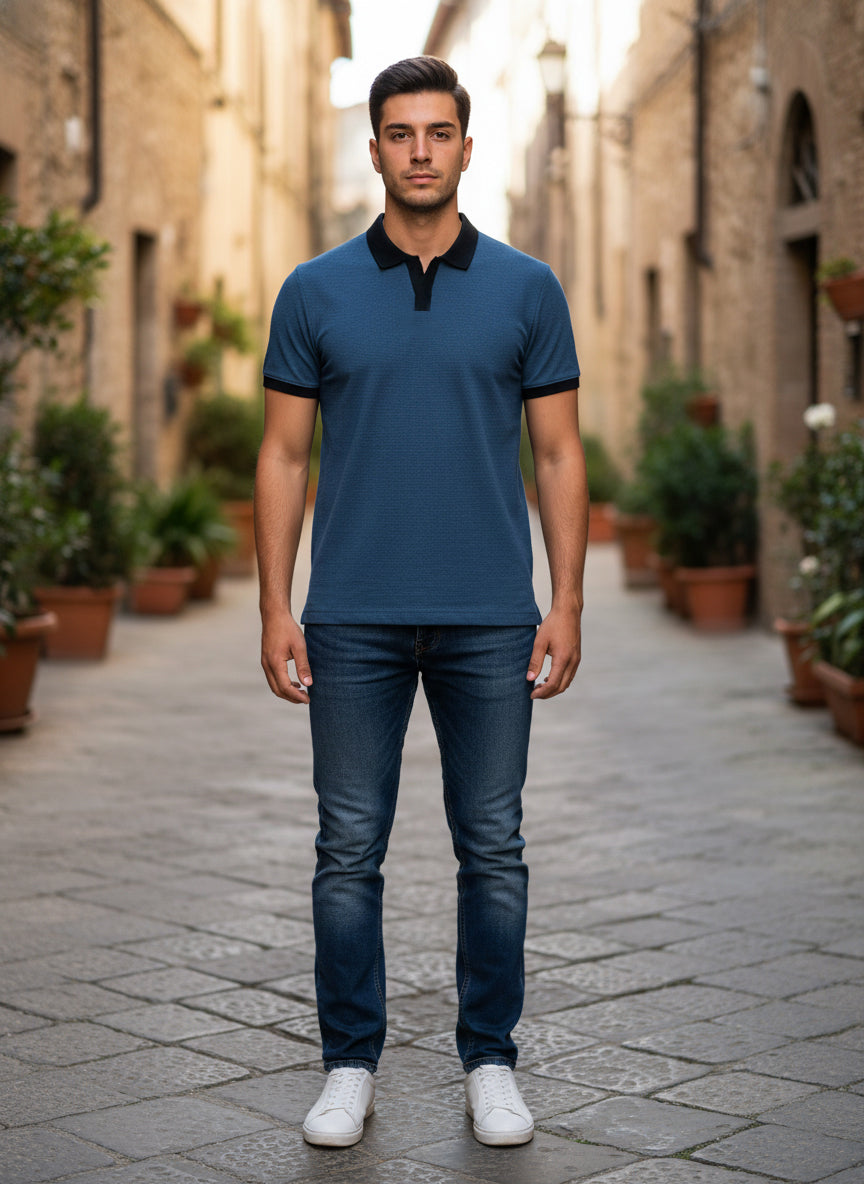 Two Toned 210 Gsm-Blue Polo