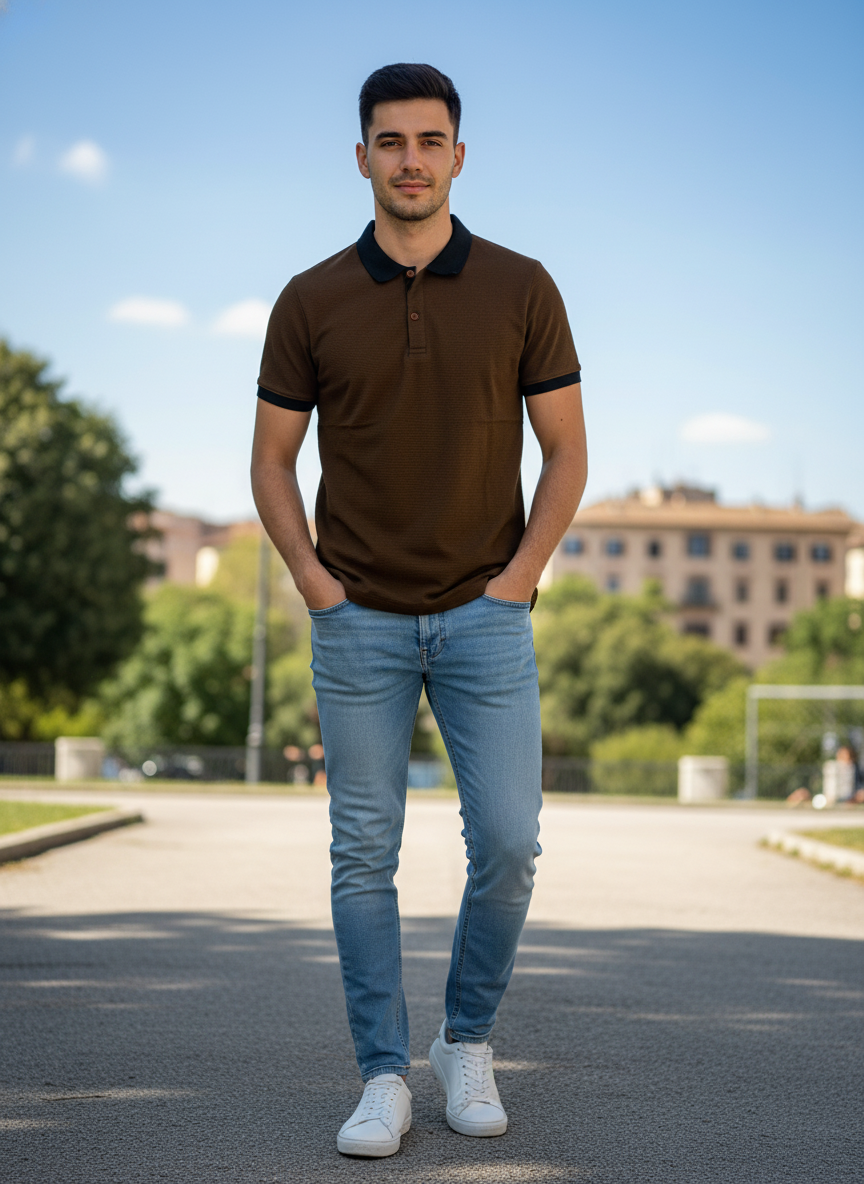 Cotton Rich 250 Gsm-Brown Polo