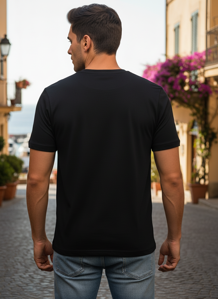 Cotton 200 Gsm-Black Graphic T-shirt