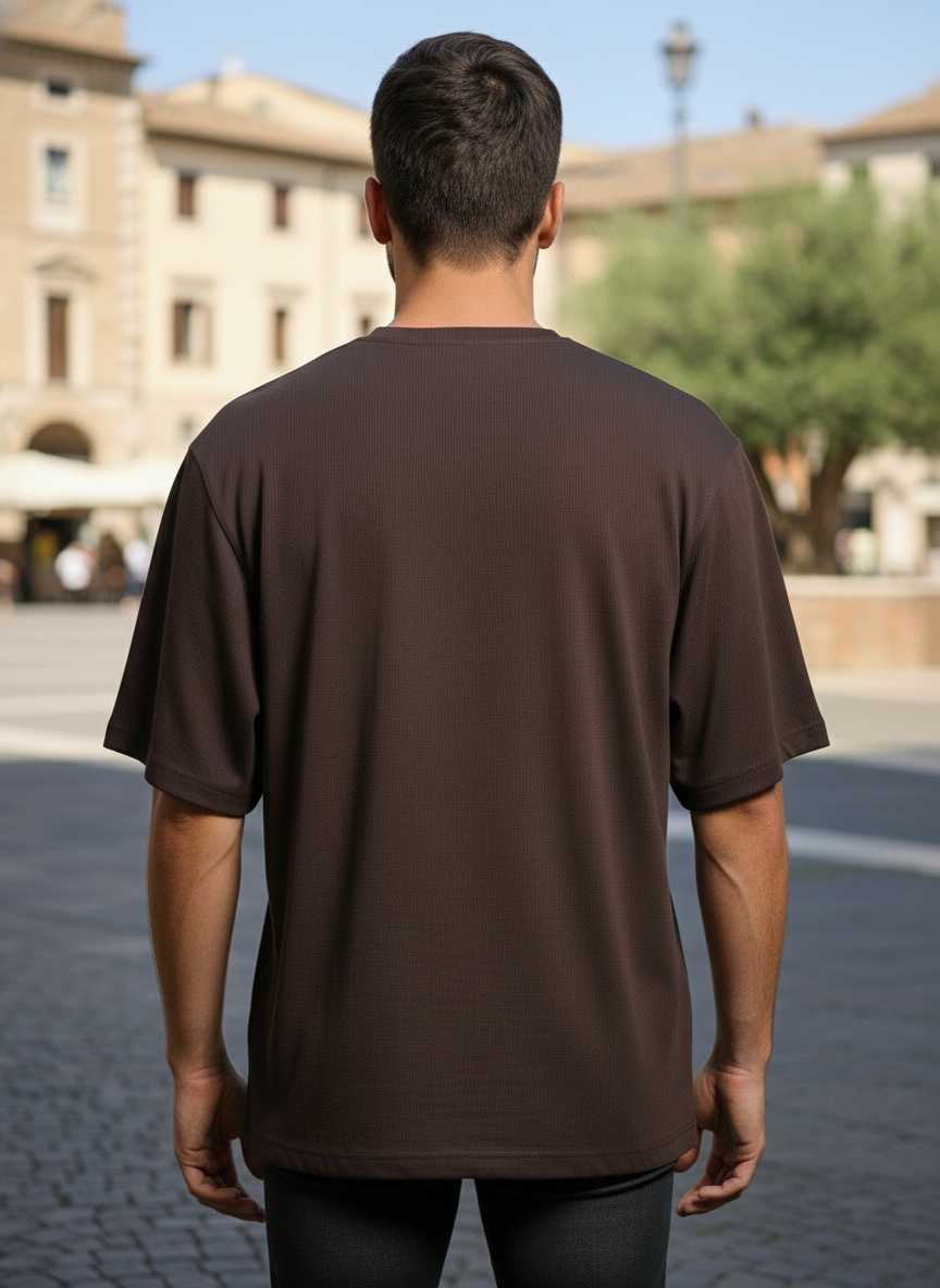 Textured 250 Gsm-Brown Oversize T-shirt