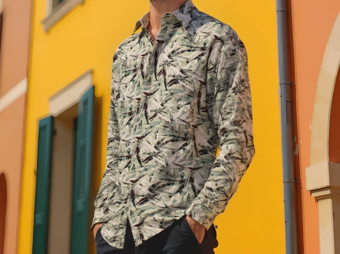 Tropical Abstract Print Casual Shirt – Green