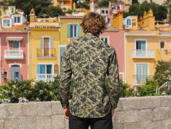SLIM FIT GEOMETRIC PRINTED SHIRT PISTA