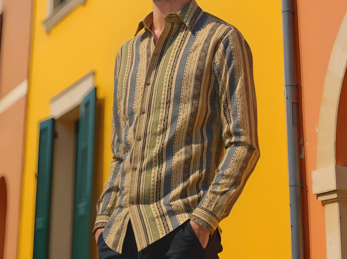 SLIM FIT MULTI COLOURED STRIPED SHIRT