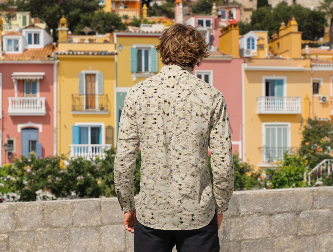 SLIM FIT PRINTED SHIRT OFFWHITE