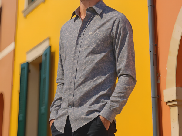 SLIM FIT PRINTED SHIRT NATURAL SHIRT