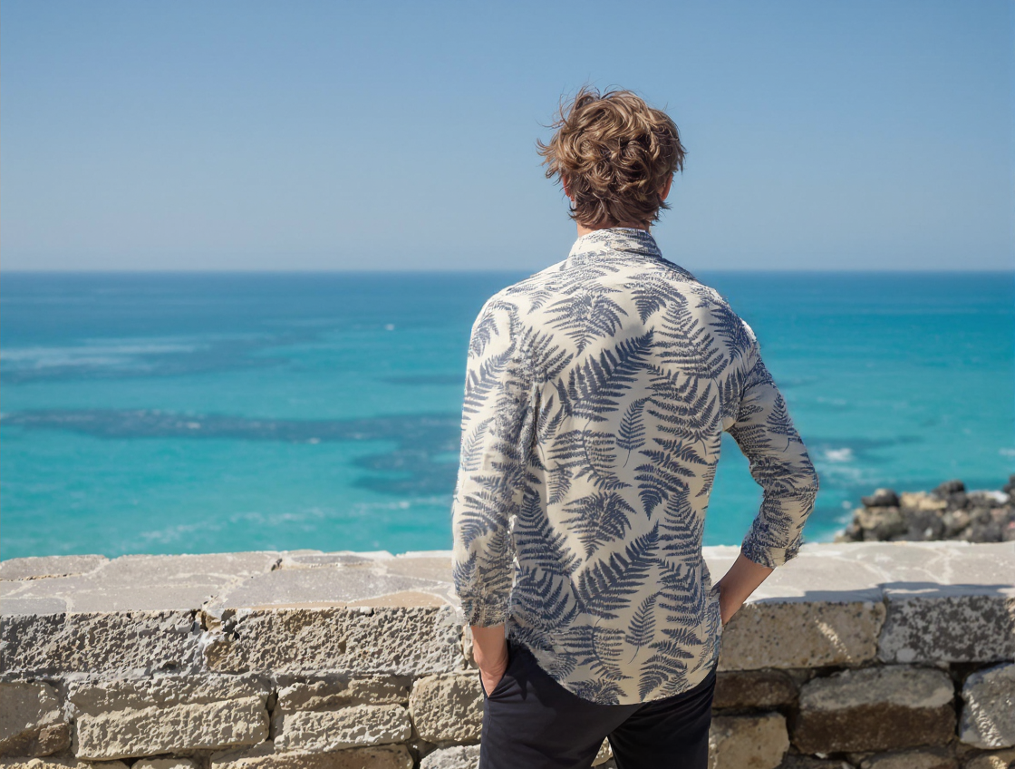 SLIM FIT PRINTED WHITE SHIRT