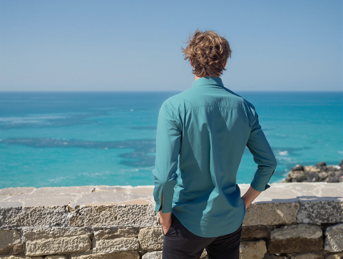 SLIM FIT SOLID BLUE SHIRT