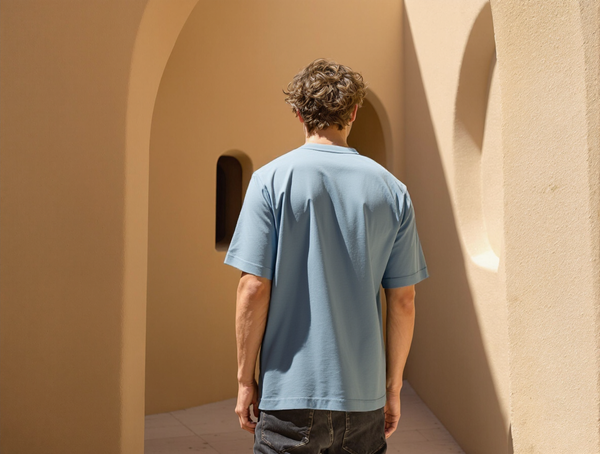 OVERSIZED FIT  GRAPHIC T-SHIRT-SKY BLUE