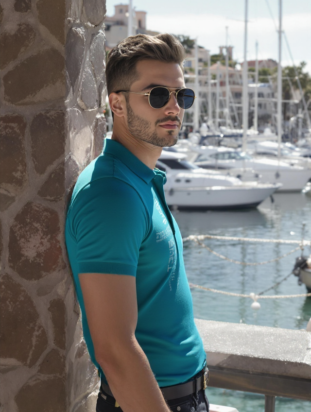 MEN'S  RELAXED FIT POLO T-SHIRT-ELECTRIC BLUE
