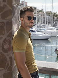MEN'S  RELAXED FIT POLO T-SHIRT-MUSTARD