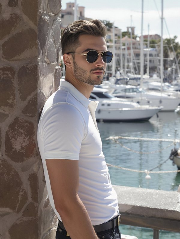 MEN'S  RELAXED FIT POLO T-SHIRT-WHITE