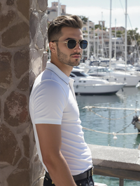 MEN'S  RELAXED FIT POLO T-SHIRT-WHITE