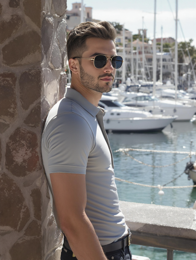 MEN'S  RELAXED FIT POLO T-SHIRT-LIGHT GREY