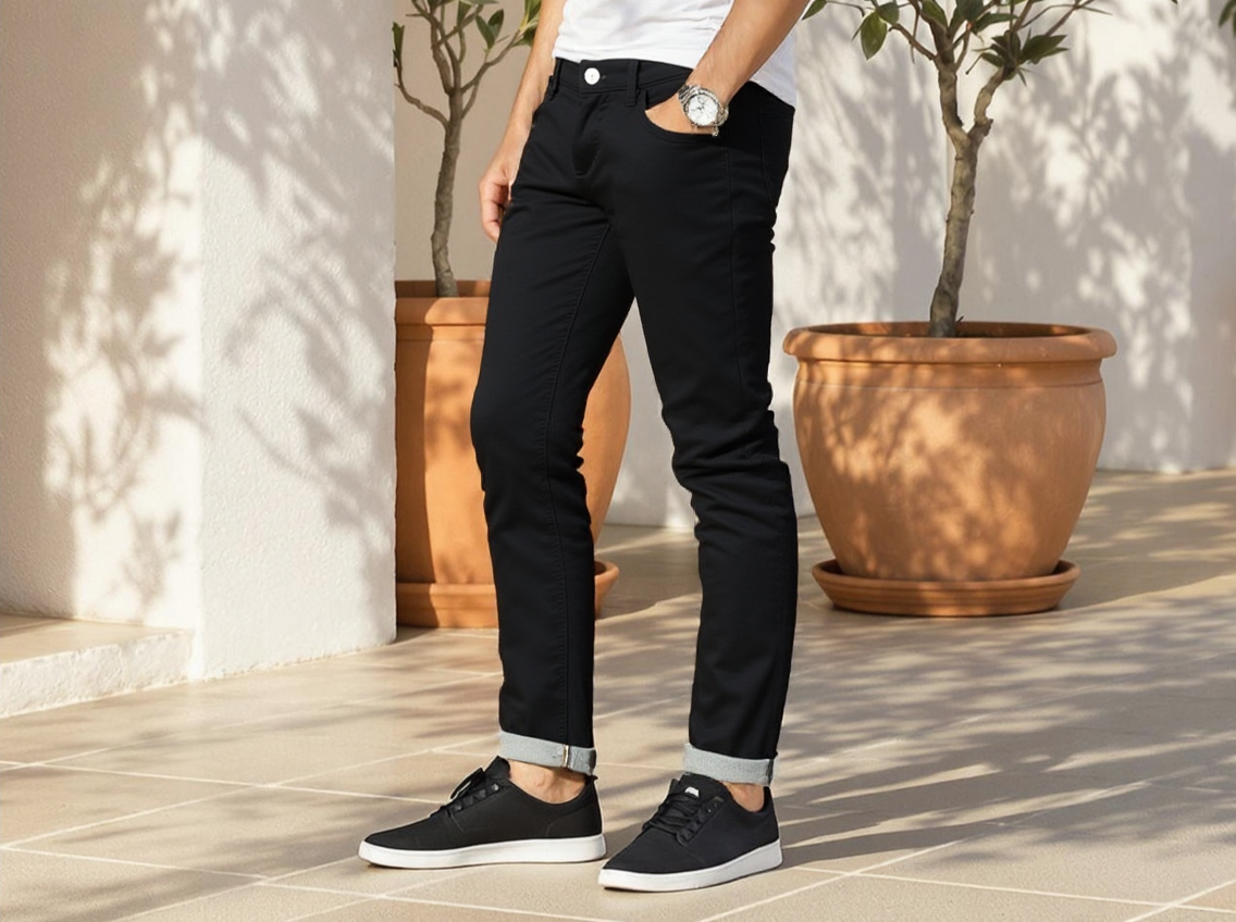 MEN'S DENIM PANTS SLIM FIT- DARK BLUE