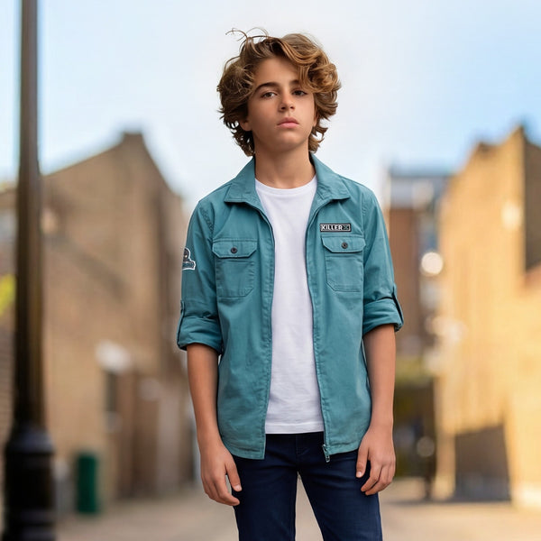 Kid's Green Regular Fit Shirts