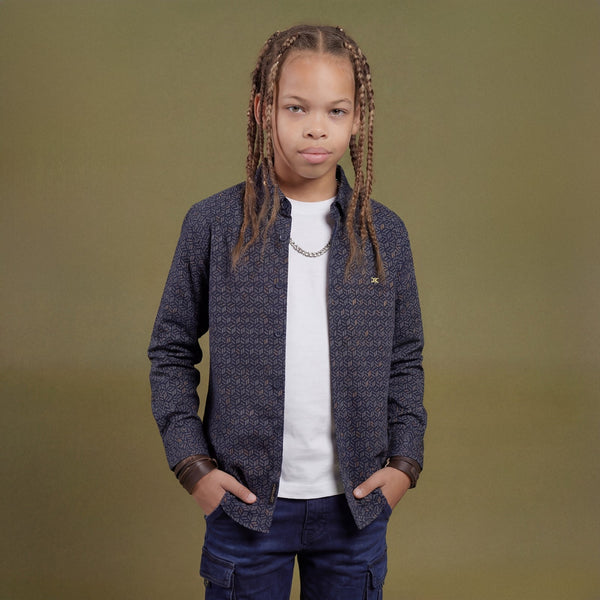 Kid's Navy Regular Fit Shirts