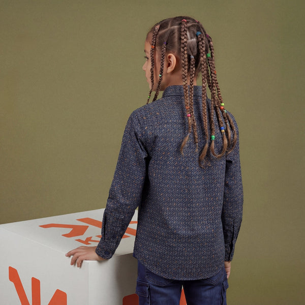 Kid's Navy Regular Fit Shirts