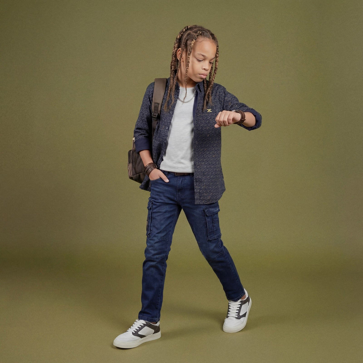 Kid's Navy Regular Fit Shirts