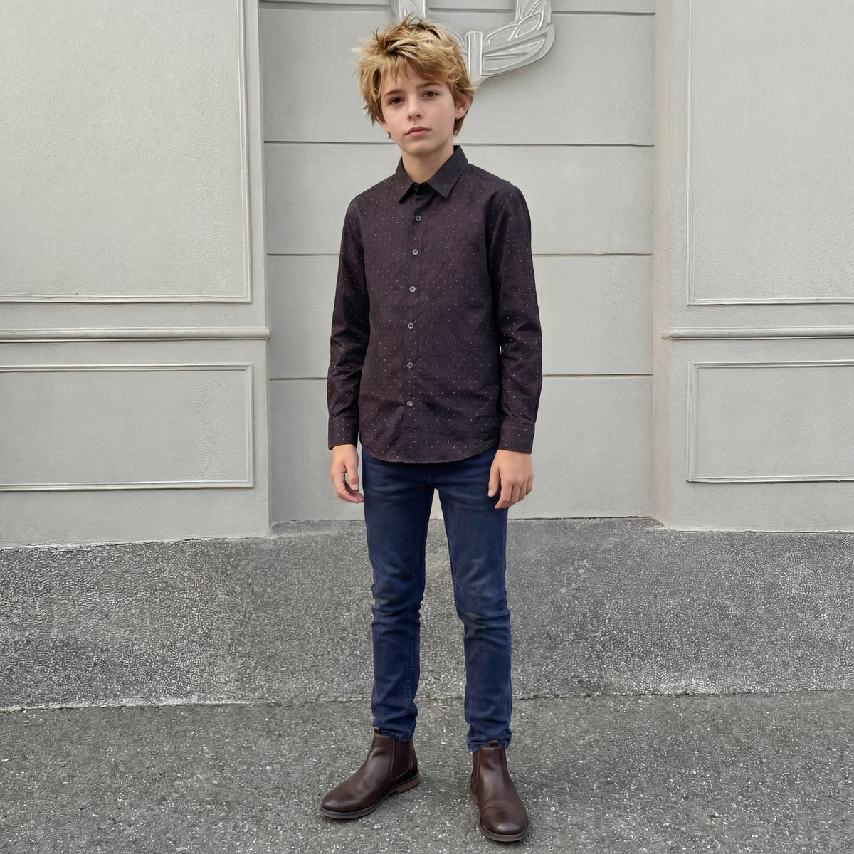 Kid's Black Regular Fit Shirts
