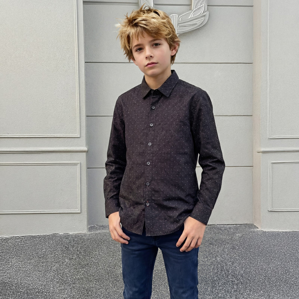 Kid's Black Regular Fit Shirts