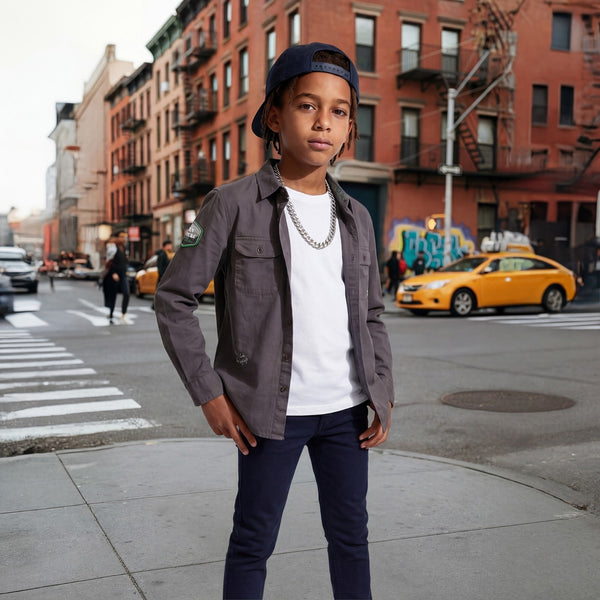 Kid's Dark Grey Regular Fit Shirts