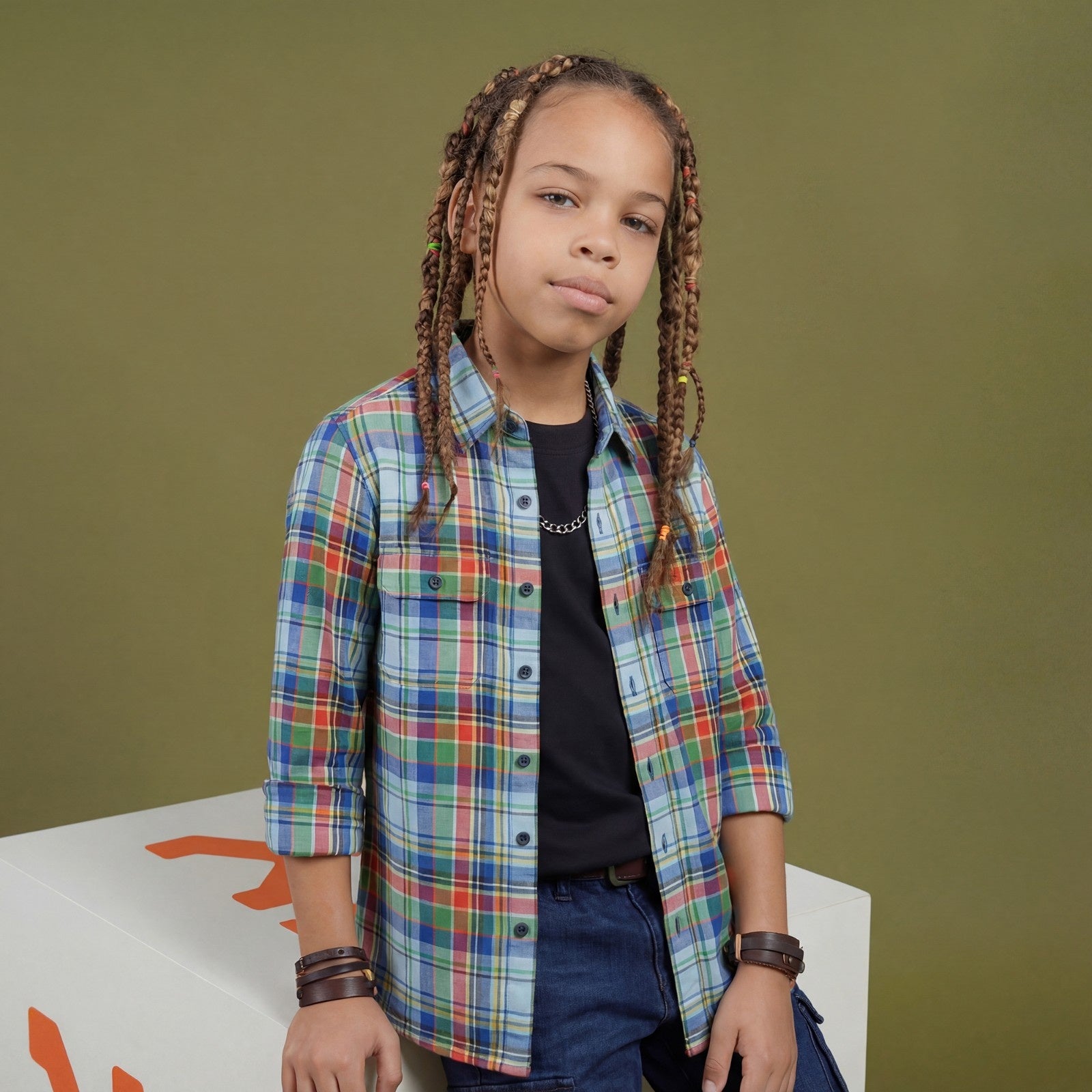 Kid's Blue Regular Fit Shirts