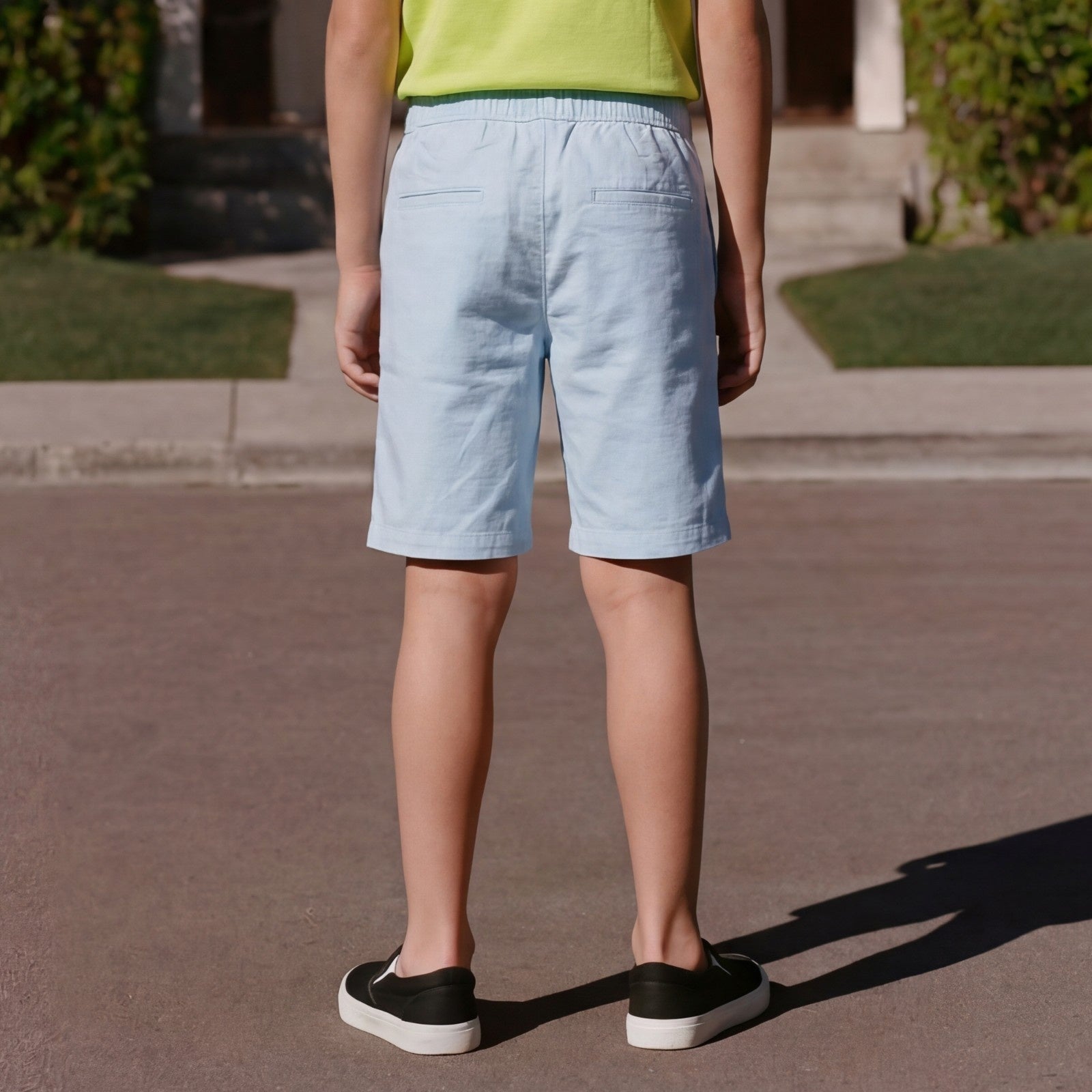 kid's Light Blue Solid Shorts