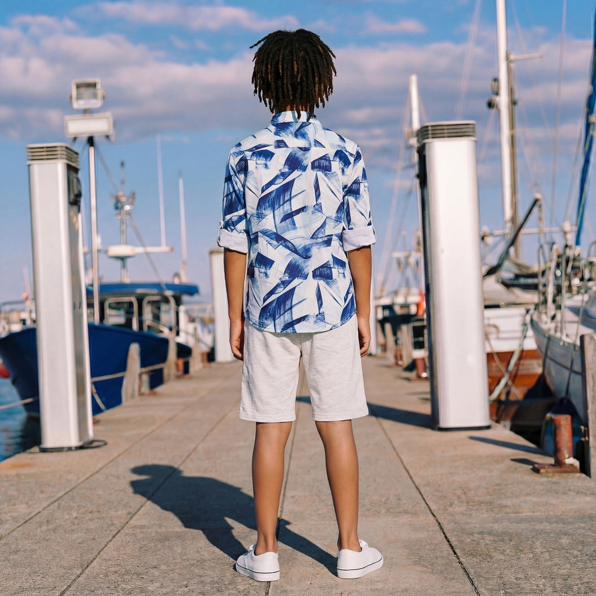 Kid's Ecru Melange Solid Shorts