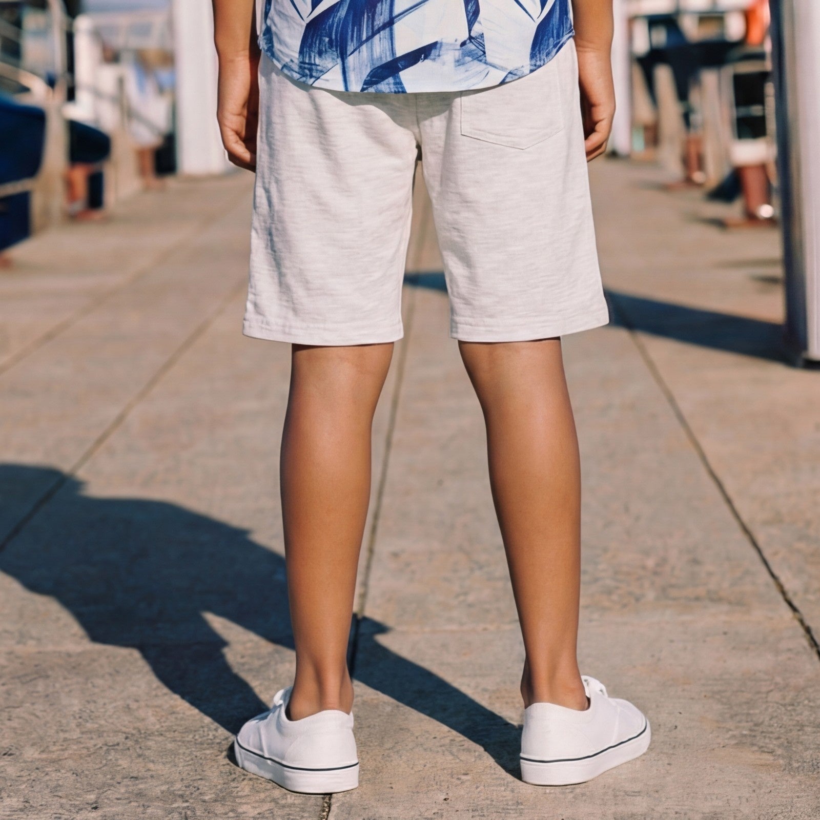 Kid's Ecru Melange Solid Shorts