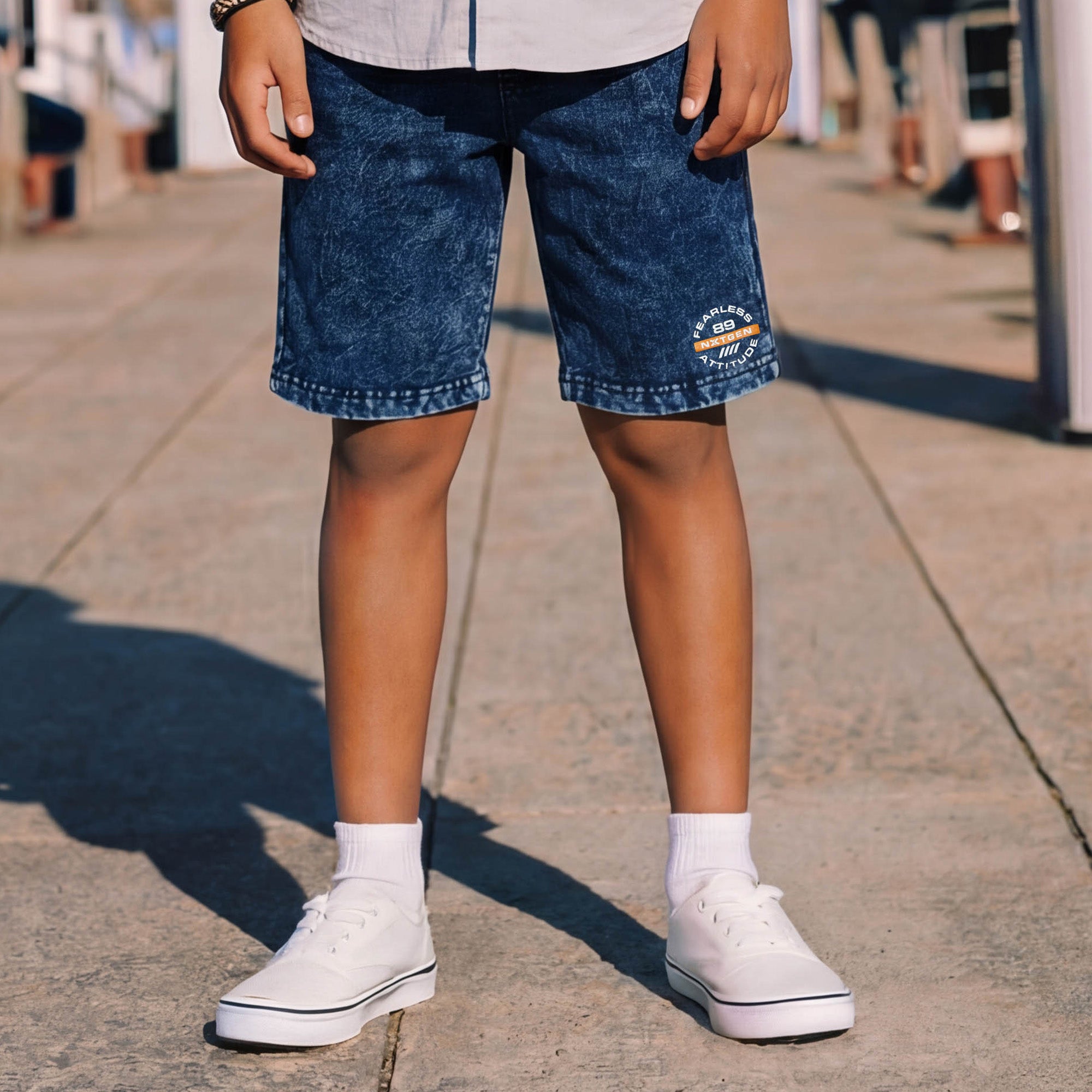 Kid's Dark Blue Solid Shorts
