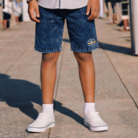 Kid's Dark Blue Solid Shorts