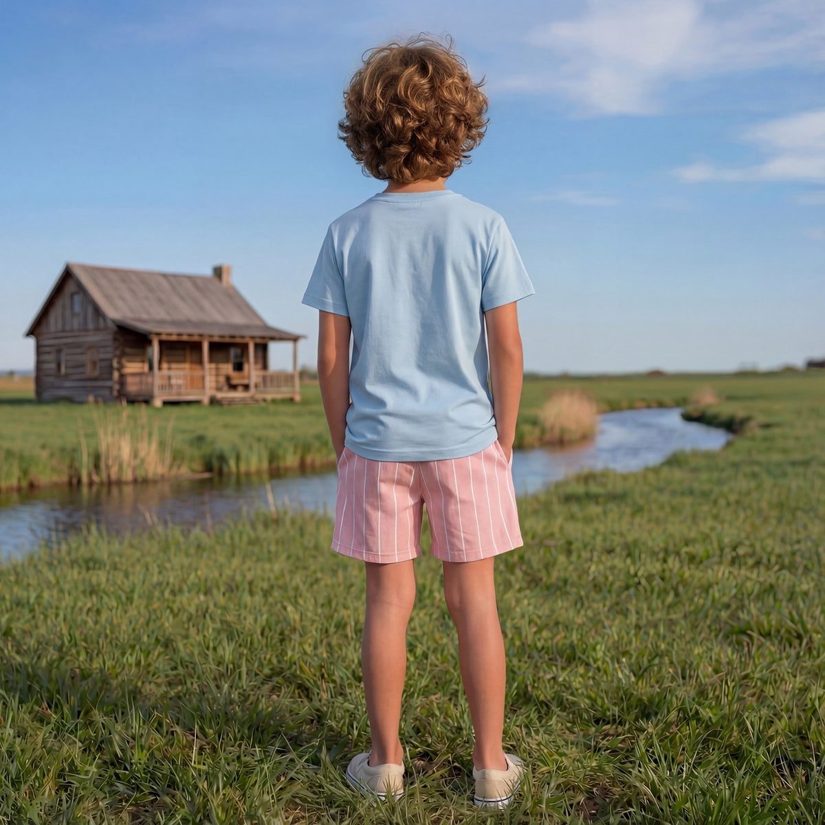 Kid's Pink Striped Shorts