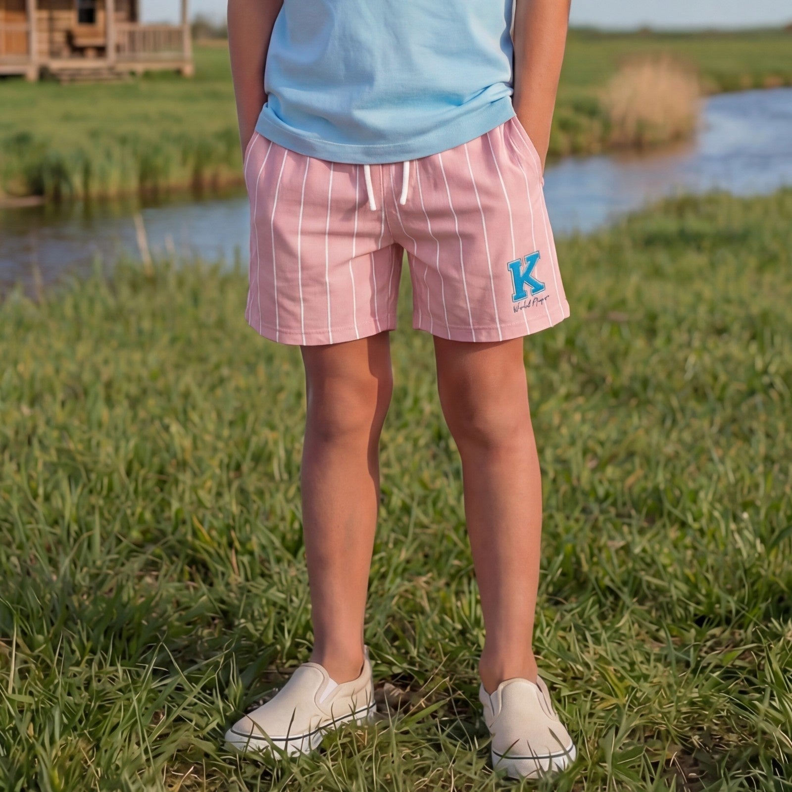 Kid's Pink Striped Shorts