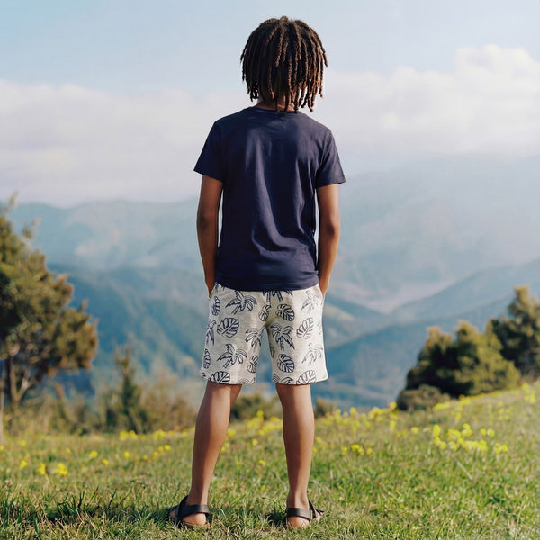 Kid's Ecru Melange Printed Shorts