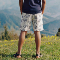 Kid's Ecru Melange Printed Shorts
