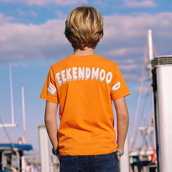 Kid's Orange Slim Fit Printed T-Shirts