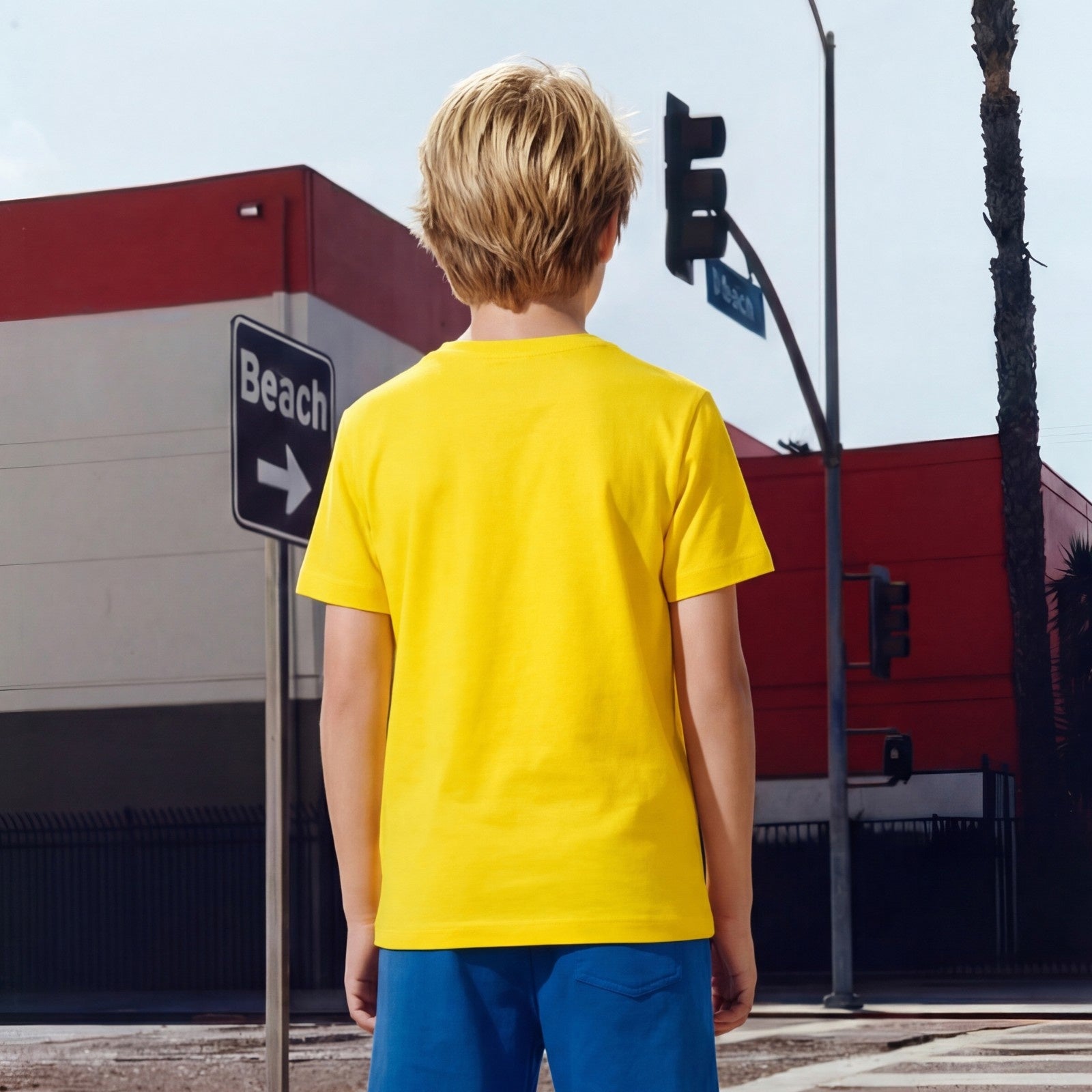 Kid's Yellow Slim Fit Printed T-Shirts