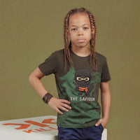 Kid's Olive Slim Fit Printed T-Shirts