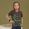 Kid's Olive Slim Fit Printed T-Shirts