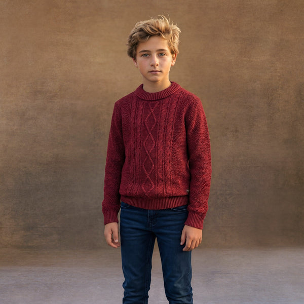 Kid's Maroon High Neck Sweaters