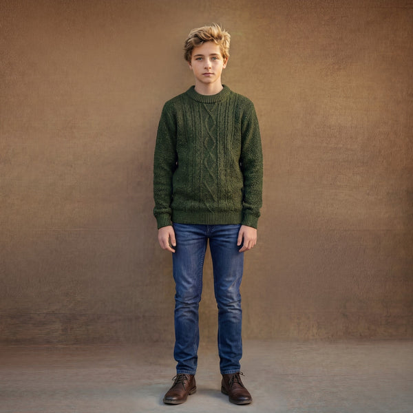 Kid's Dark Green High Neck Sweaters