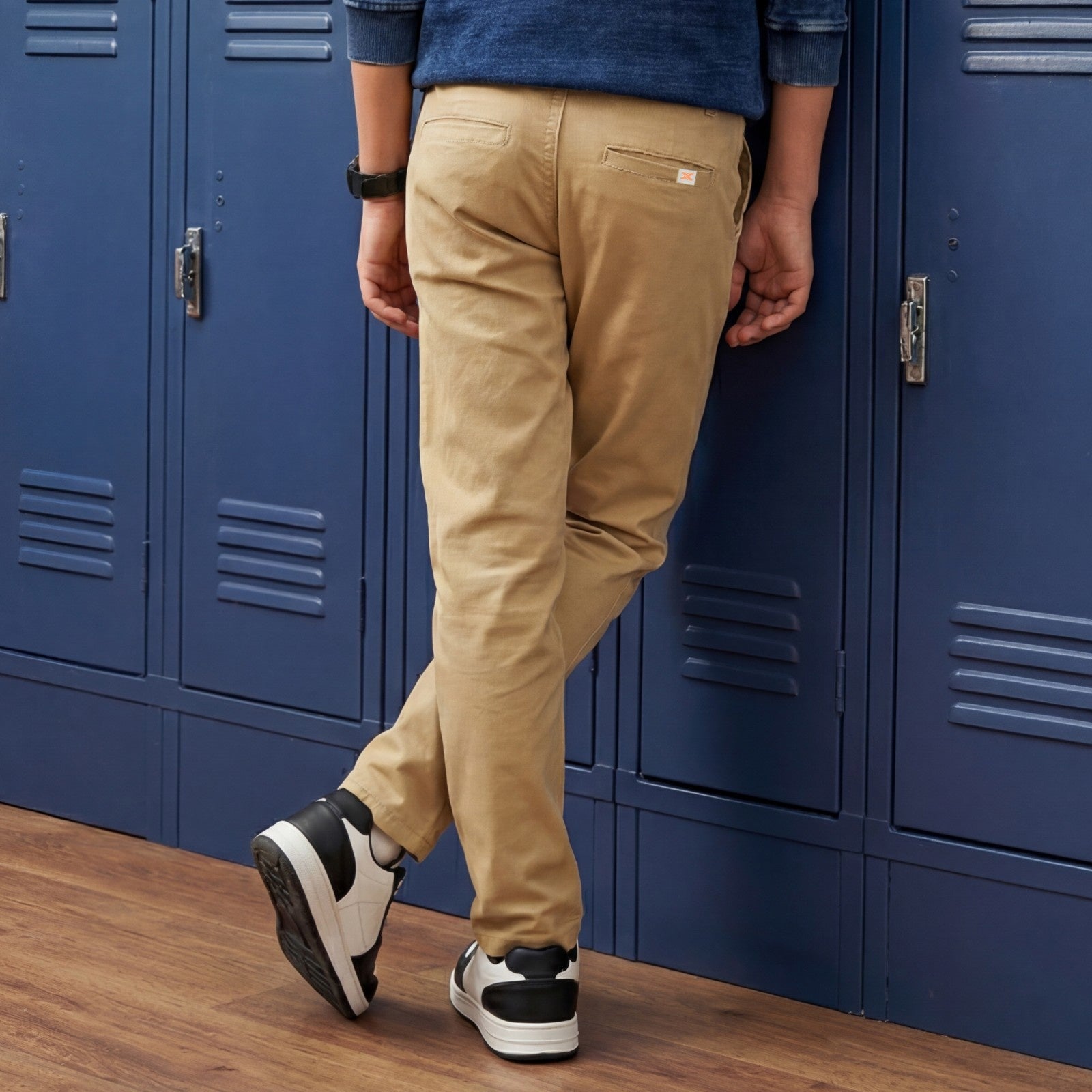 Kid's Khaki Slim Fit Trousers