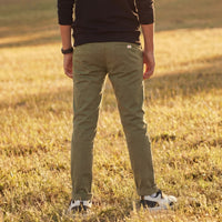 Kid's Olive Slim Fit Trousers